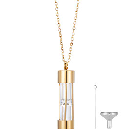 1 колонна из ПК, стеклянная урна для праха, ожерелья, 304 ожерелья из нержавеющей стали с цепочкой, с воронками