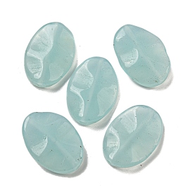 Teints perles de jade blanc naturel, perles ovales ondulées à l'eau