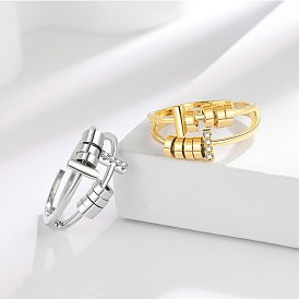 Регулируемые латунные манжеты с микропаве из кубического циркония, Кольцо-спиннер для успокоения беспокойства, медитации