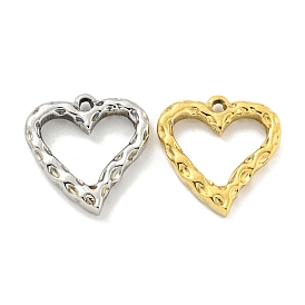 Vacuum Plating 304 Stainless Steel Pendants, Heart Charms
