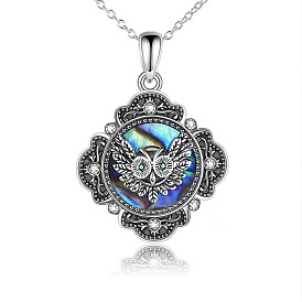 Alloy Rhombus with Owl Pendant Necklace with Cable Chains for Men Women