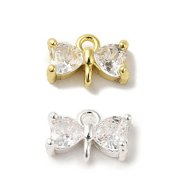 Brass Pave Clear Cubic Zirconia Bowknot Links Connector Charms