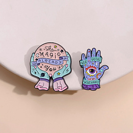 Hand with Word Enamel Pins, Alloy Brooches for Backpack Clothes
