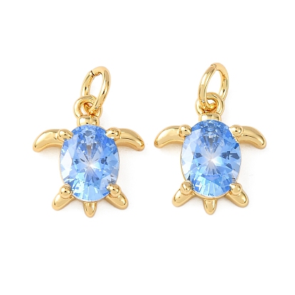 Латунные микро проложить кубического циркония подвески, прелести морской черепахи, без кадмия и без свинца, стойки покрытие, долговечный, с целью перехода в кольце