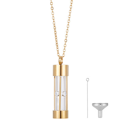 1 колонна из ПК, стеклянная урна для праха, ожерелья, 304 ожерелья из нержавеющей стали с цепочкой, с воронками