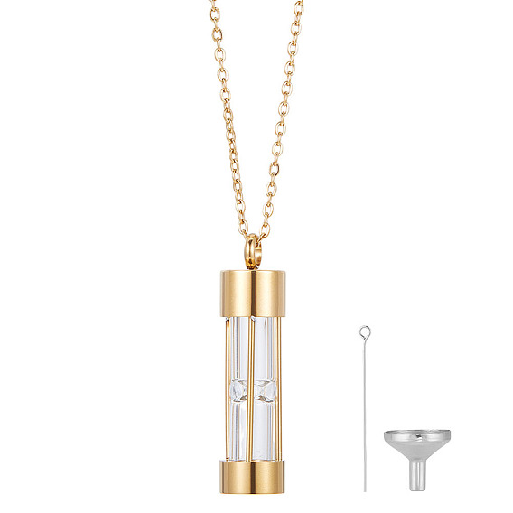 1 колонна из ПК, стеклянная урна для праха, ожерелья, 304 ожерелья из нержавеющей стали с цепочкой, с воронками