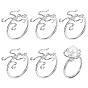 6Pcs Adjustable Brass Ring Components, Ring Settings, Prong Ring Settings