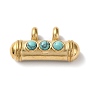 Boho Style Gemstone 3-Bead Pendants, Column Charms with Golden Plated 304 Stainless Steel Findings