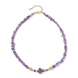 Ожерелья из натурального аметиста с крестообразными бусинами