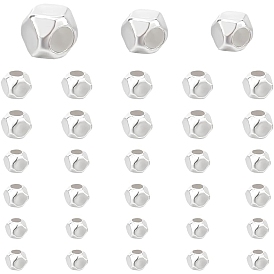 30 piezas 3 estilos 925 cuentas espaciadoras de plata esterlina, polígono