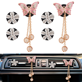 6шт. зажимы для воздуховодов автомобиля из сплава со стразами, внутренняя отделка автомобиля, с магнитным ферромарганцевым железом и пластиковым зажимом