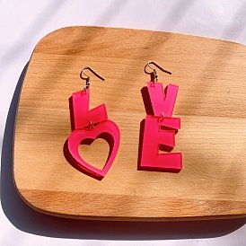 Acrylic earrings LOVE creative letter asymmetric earrings personality exaggerated punk earrings
