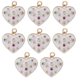 8 Stück umweltfreundliche Messing-Mikropavé-Zirkonia-Anhänger, mit Emaille, langlebig überzogen, Bleifrei und Cadmiumfrei und Nickel frei, Herzanhänger