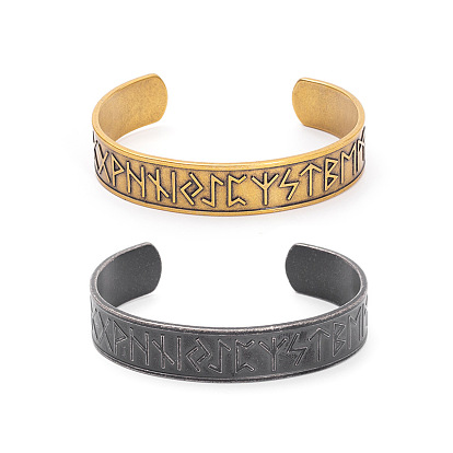 Браслеты-манжеты из нержавеющей стали с гравировкой рун викингов