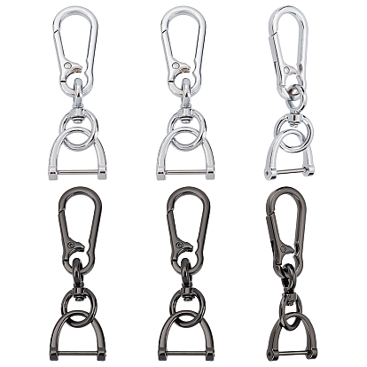 6pcs 2 fermoirs porte-clés en alliage de couleurs, fournitures de fabrication de porte-clés bricolage