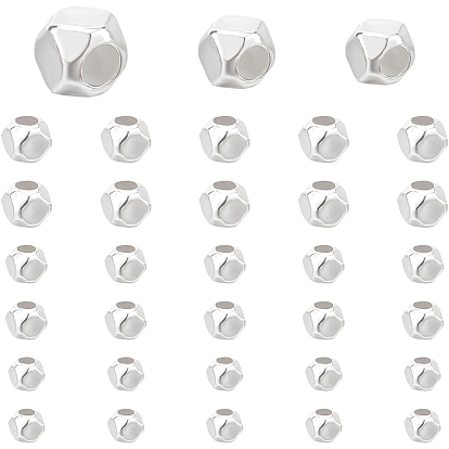 30 piezas 3 estilos 925 cuentas espaciadoras de plata esterlina, polígono