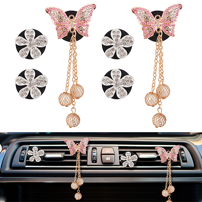 6шт. зажимы для воздуховодов автомобиля из сплава со стразами, внутренняя отделка автомобиля, с магнитным ферромарганцевым железом и пластиковым зажимом