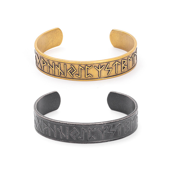 Браслеты-манжеты из нержавеющей стали с гравировкой рун викингов