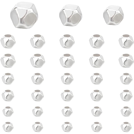 30 piezas 3 estilos 925 cuentas espaciadoras de plata esterlina, polígono