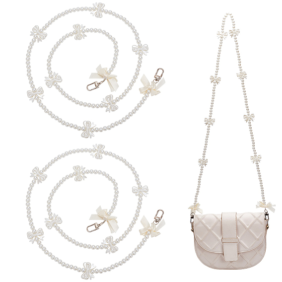 2шт. ручки для сумок из АБС-пластика с имитацией жемчуга, с украшением в виде банта, застежками сплава поворотные, сменные аксессуары для ремней сумки через плечо