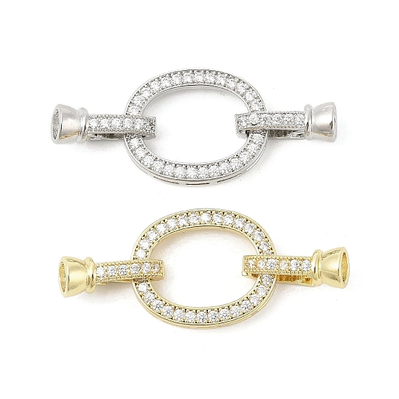 Латунное микропейв, прозрачный кубический цирконий, складные застежки, без кадмия, без никеля и без свинца, овальные