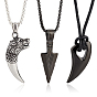 3 шт. 3 стили рог, наконечник копья и волк 304 ожерелья из нержавеющей стали с вощеной веревкой для мужчин и женщин