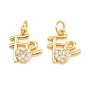 Latón micro pavimenta claro cubic zirconia encantos, dijes de corazón y fe