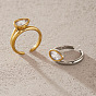 304 Stainless Steel Pave Clear Cubic Zirconia Cuff Open Rings, Teardrop