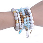 Natural Agate White Turquoise Crystal Pendant Elastic Bracelet Set for DIY Women