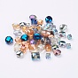 Electroplate Glass Beads, Faceted, Mixed Shapes, 7~16x7~16x7~10mm, Hole: 1~2mm