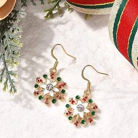 Болтаться серьги сплава эмали, снежинки, со стразами