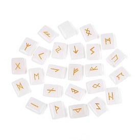 25 шт. прямоугольные рунические камни из натурального кварцевого кристалла с гравировкой алфавита Старшего Футарка