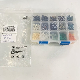 750 Stück 15 Stile natürliche und synthetische Edelsteinperlen-Set, Runde, gemischt gefärbt und ungefärbt