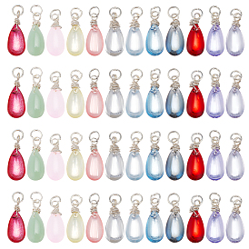 48шт 12 цветные подвески из прозрачного стекла, с железными открытыми соединительными кольцами и медной проволокой