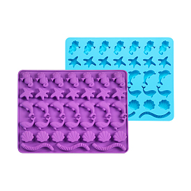 DIY Seahorse & Shell & Dolphin & Starfish Shape Food Grade Silicone Molds, Fondant Molds, For DIY Cake Decoration, Chocolate, Candy