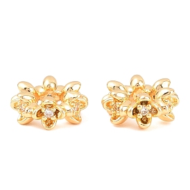 Прозрачные бусины из кубического циркония из латуни, цветок
