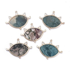 Соединители звеньев естественного драгоценного камня, с латунными микро проложить кубических выводы циркония, глаз