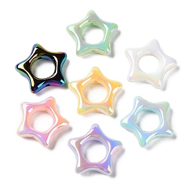 UV Plating Rainbow Iridescent Acrylic Bead Frames, Star