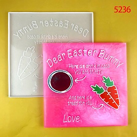 Easter Themed Tray Molds, Silicone Molds, Resin Casting Molds, For UV Resin, Epoxy Resin Craft Making, Square with Word Dear Easter Bunny