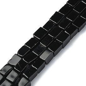 Natural Black Onyx(Dyed & Heated) Beads Strands, Cuboid