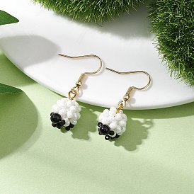 304 из нержавеющей стали болтаться серьги, с подвеской из овечьего стекла и натуральным черным ониксом