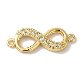 Rack Plating Brass Micro Pave Cubic Zirconia Links, Cadmium Free & Lead Free, Long-Lasting Plated, Infinity