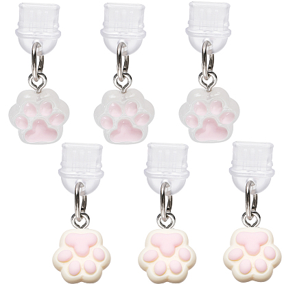 6 шт. 2 цветные силиконовые мобильные заглушки от пыли, смолой подвесками, отпечаток лапы