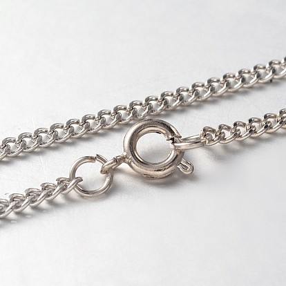 Iron Twisted Chain Necklaces, with Brass Spring Ring Clasps