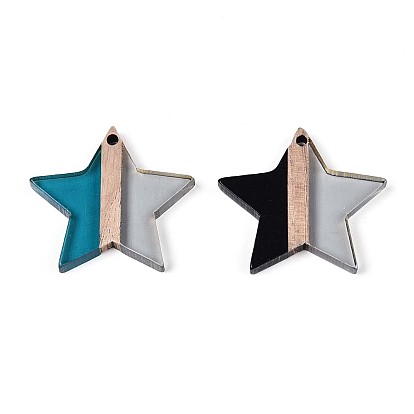 Прозрачные подвески из смолы и дерева, звезда, два тона
