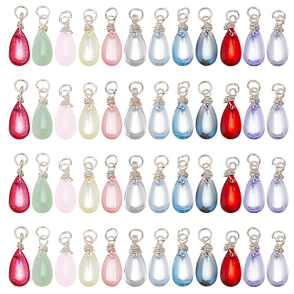 48шт 12 цветные подвески из прозрачного стекла, с железными открытыми соединительными кольцами и медной проволокой