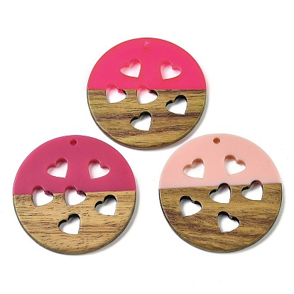 Подвески из смолы и ореха, плоский круглый с услышанным, подарок на День святого Валентина
