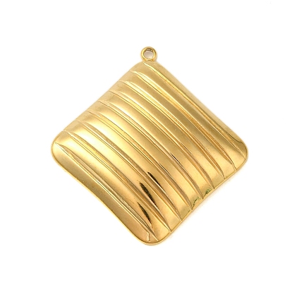 Ion Plating(IP) 304 Stainless Steel Pendants, Stripe Rhombus Charm