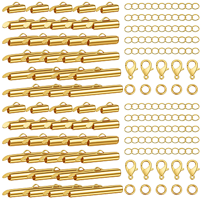 DIY Jewelry Making Findings Kits, include Iron Slide On End Clasp Tubes, Brass Jump Rings, Zinc Alloy Lobster Claw Clasps, Iron Chain Extender