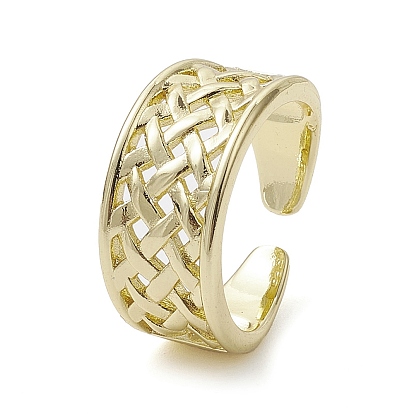 Rack Plating Brass Open Cuff Rings, Cadmium Free & Nickel Free & Lead Free, Hollow